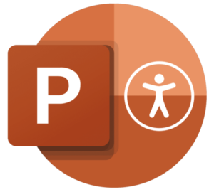 PowerPoint logo with an accessibility symbol