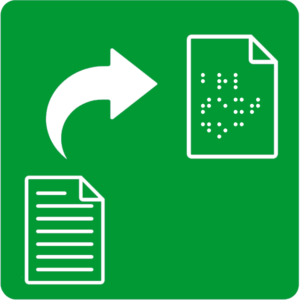icon representing a text document being converted to braille